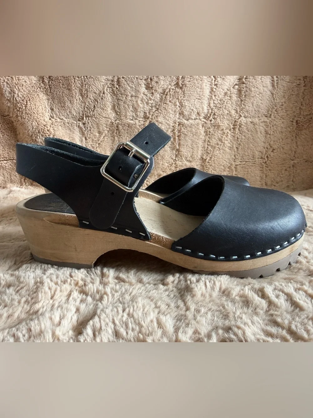 MIA Namby Wooden Leather Back Strap Clog Sandals - 7.5 EUR 38 - Picture 3 of 7